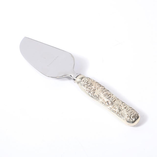 Silver Aesthetic Movement Tiffany and Co. Sterling Silver Chrysanthemum Cake Knife For Sale - Image 8 of 12