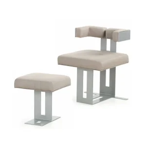Modern Steel Upholstered Lounge Chair & Ottoman