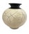 This vintage studio pottery Raku vase features a crackle glaze in black and white, with abstract patterns and a Mid-...
