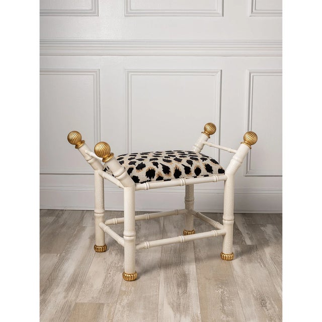 2020s Boca White Ocelot Black Bamboo Bench For Sale - Image 5 of 7