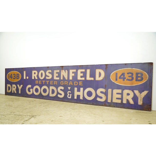 Rustic Newly Made Marty Supreme Reclaimed Dry Goods & Hosiery Aluminum Movie Prop Sign For Sale - Image 3 of 8