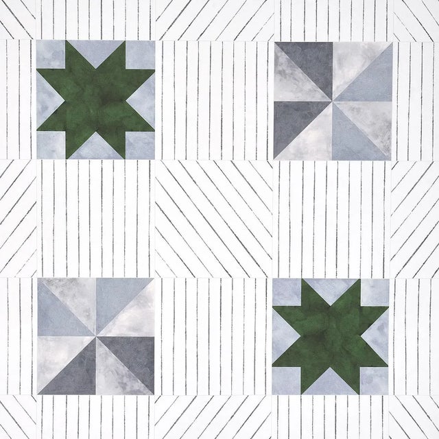 Sample - Schumacher x Backdrop Alexander Wallpaper in Dutch Green & Slate For Sale In Charlotte - Image 6 of 6