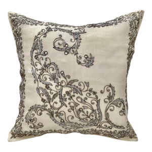 Asian Embroidered Paisley Boudoir Mini Silk Organza Pillow