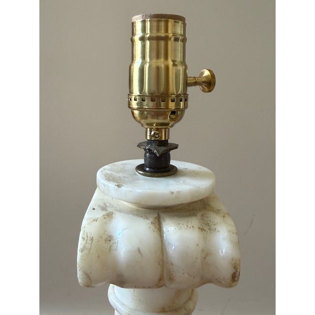 Stone Vintage Alabaster Column Lamp Pair For Sale - Image 7 of 18