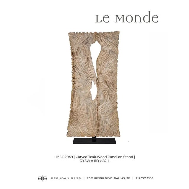 Carved Teak Wood Panel on Stand For Sale In Dallas - Image 6 of 6