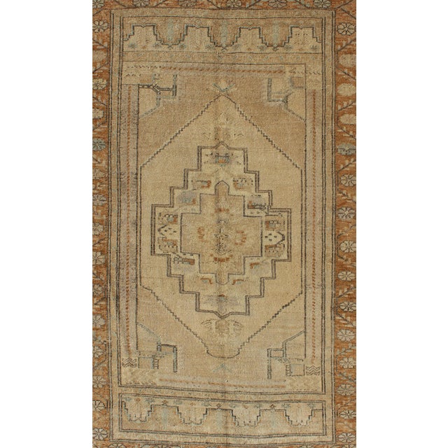 Vintage Turkish Oushak Rug With Medallion Design in Camel, Taupe, Green & Brown 3'7 X 5'10 For Sale - Image 4 of 6