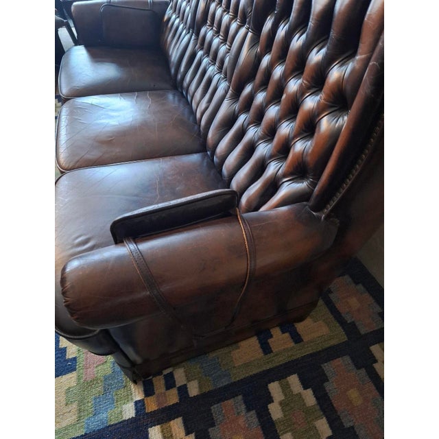 Chesterfield 3-Seater Sofa in Chestnut-Coloured Leather For Sale - Image 12 of 18