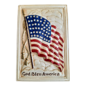 Vintage 48 Star American Flag Plaque Usa