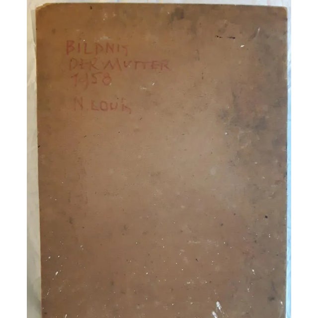 Modern Norbert Louis, Portrait of Mother, 1958, Original Tempera on Cardboard For Sale - Image 3 of 4