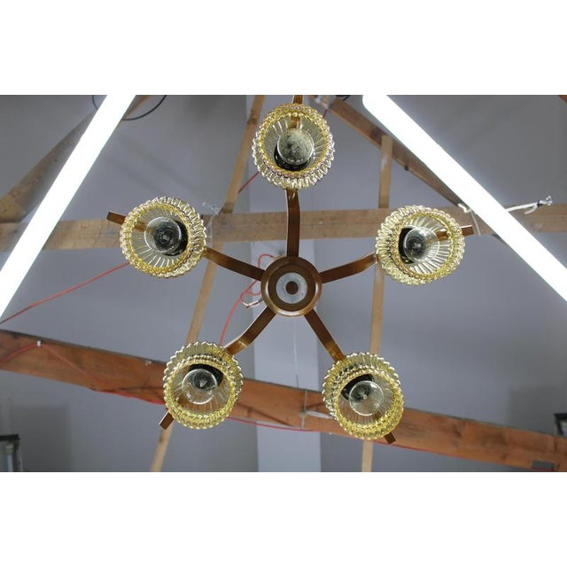 Mid-Century Modern Czech Wood and Glass Chandelier, 1970s For Sale - Image 6 of 9