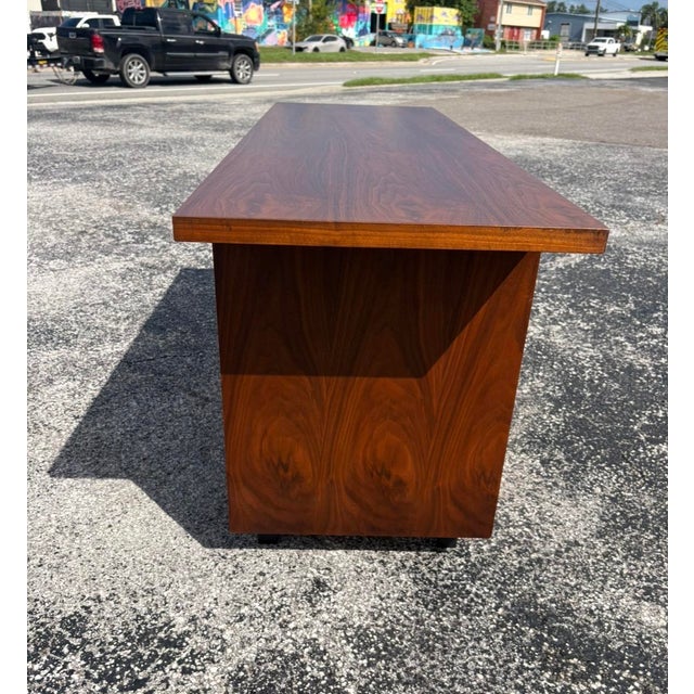 Mid Century Walnut & Cane Front Credenza W Refinished Top For Sale - Image 9 of 16