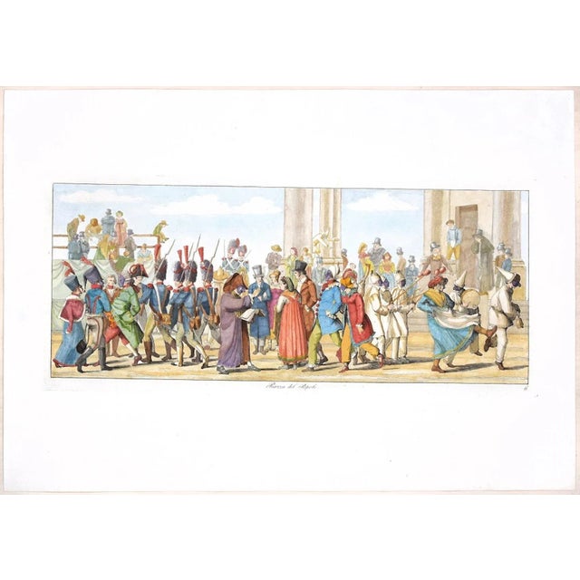 Piazza del Popolo is a beautiful etching and hand-colored gouache, finely engraved on copper and printed on laid paper....