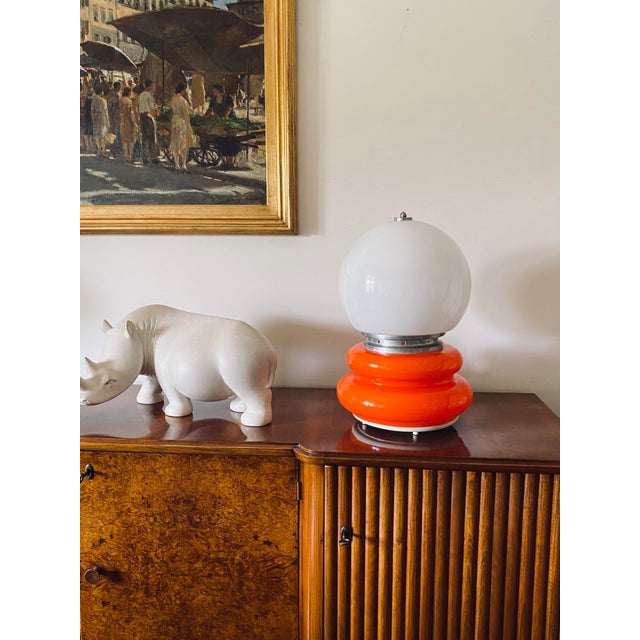 Space Age Orange Murano Glass Table Lamp by Carlo Nason, 1970s For Sale - Image 3 of 15