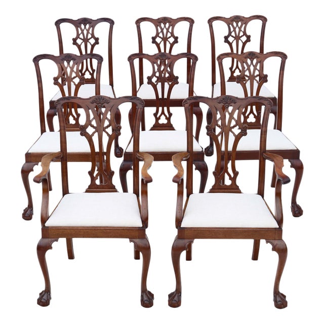Georgian Revival Mahogany Dining Chairs, 1910, Set of 8 For Sale