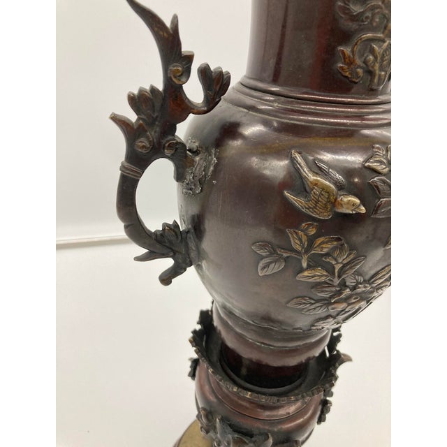 Meiji Period Large 19th Century Japanese Bronze Vase Urn Dragon Heads 18'' For Sale - Image 15 of 18