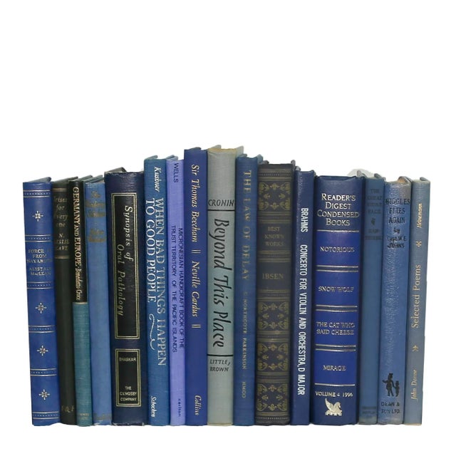Transitional Decorative Books - Petite Vintage Denim Book Bundle - 1 Foot of Blue Books For Sale - Image 3 of 3
