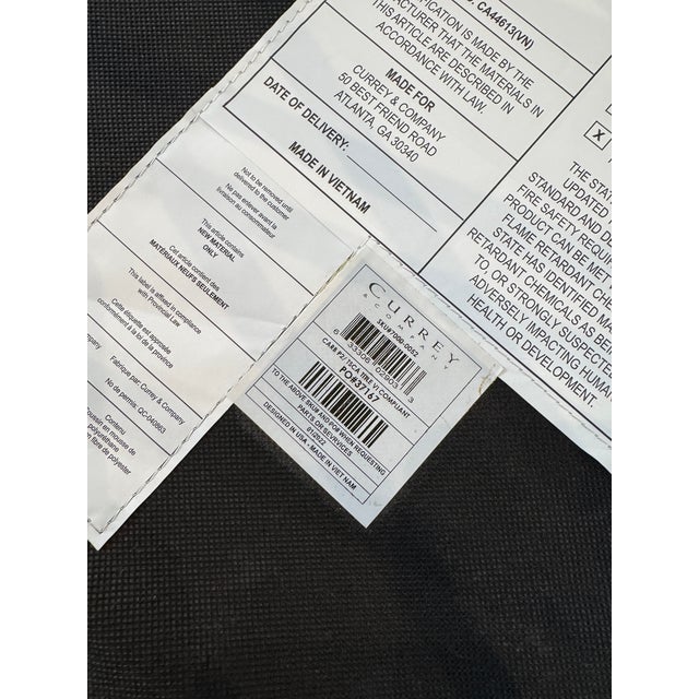 Currey & Company Perrin Black Bench in Finn Natural Fabric For Sale - Image 11 of 12