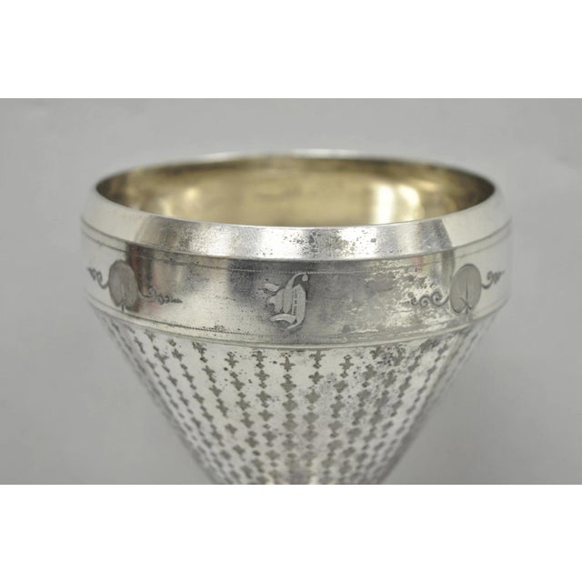 Early 20th Century Antique Meriden English Victorian Silver Plated Goblet Cup W/ "H" Monogram For Sale - Image 5 of 16
