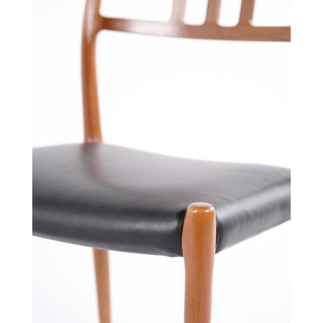 1960s Model 79 Dining or Entrance Chair in Teak and Black Leather by Niels Otto Møller, 1960s For Sale - Image 5 of 11