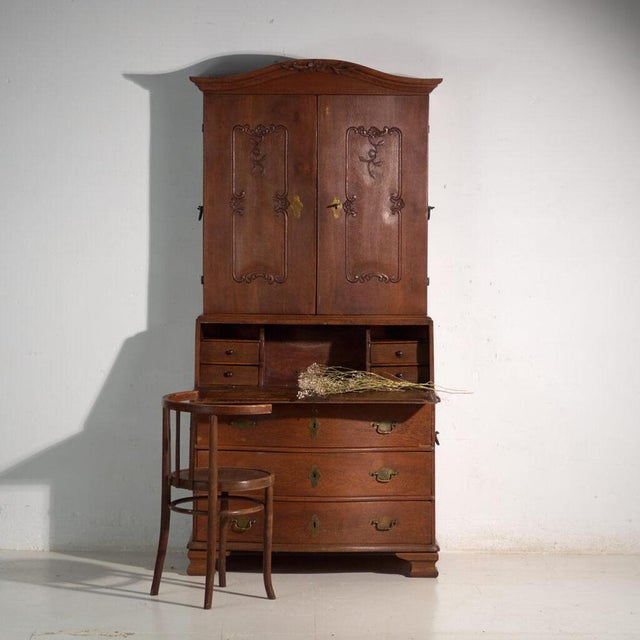 Baroque Antique Oak Bookcase, Central Europe, 1850 For Sale - Image 3 of 18