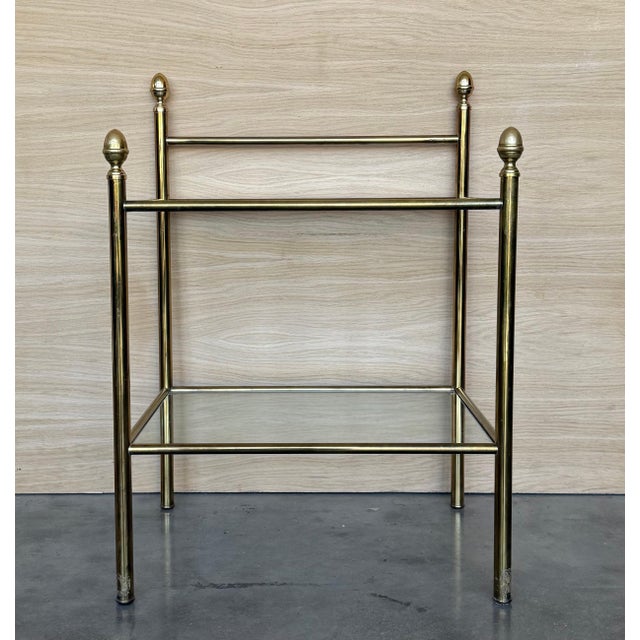Pair of Early 20th Century Italian Bronze and Glass with Nightstands with Crest For Sale - Image 9 of 18