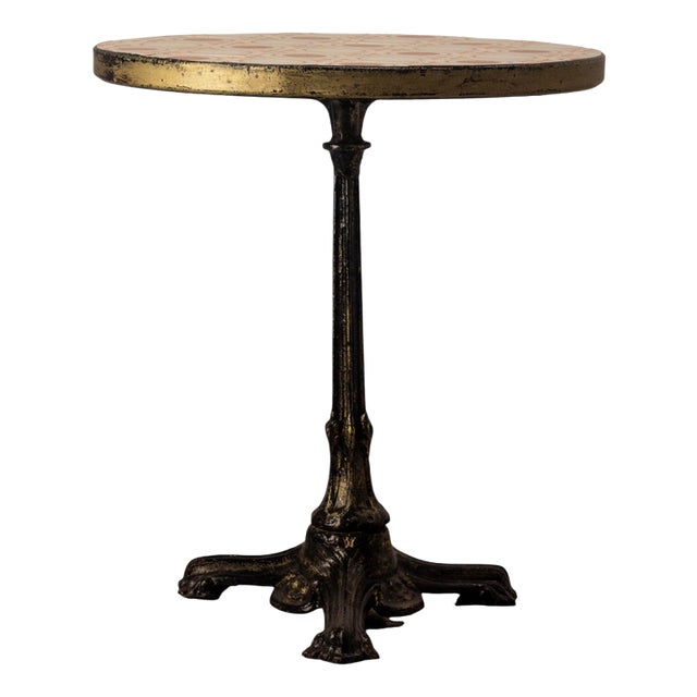 French Wrought Iron Bistro Guinguette Table with Faience Top, 1900s For Sale