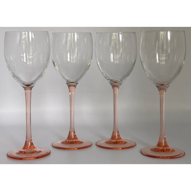 Vintage Made in France Blush Pink Wine Glasses - Set of 4 For Sale - Image 4 of 16