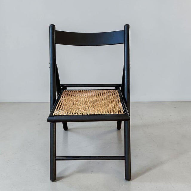 Scandinavian Black Wood and Rattan Folding Chair from Ikea / Eno, Ukraine, 1993 For Sale - Image 4 of 18