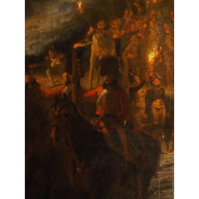 Napoleon and His Troops, a Large Antique Oil on Canvas Painting, 96.5 X 78 In For Sale - Image 13 of 18