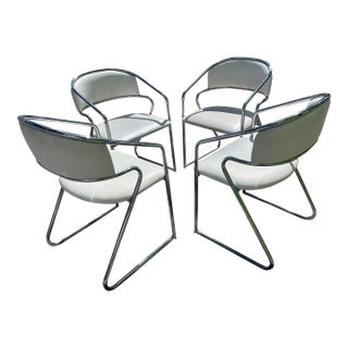Vintage Mid Century Modern Lowenstein Chrome Chair Made in Italy For Sale