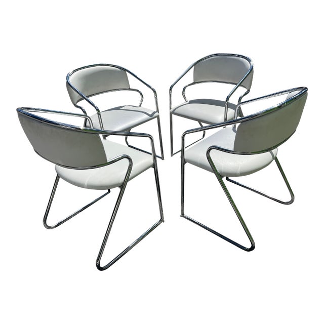Vintage Mid Century Modern Lowenstein Chrome Chair Made in Italy For Sale