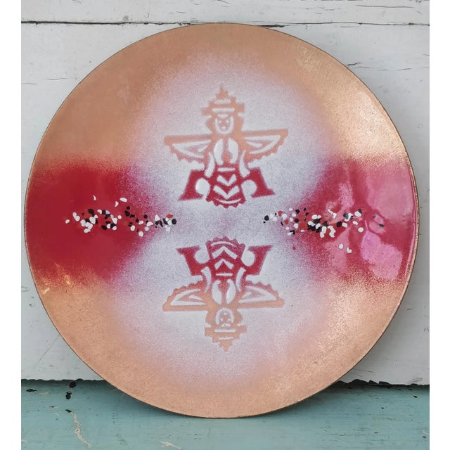 1970s Enamel Copper Southwest Dish Pink Rain Dancer For Sale In Fayetteville, AR - Image 6 of 6