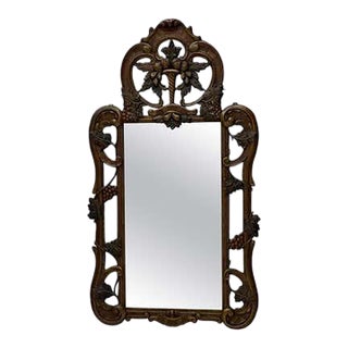 Gesso and wood mirror with grape leaves and cornucopia For Sale