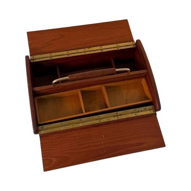 Wood Vintage Scandinavian Sewing Box in Teak wood, Denmark, 1960s For Sale - Image 7 of 8