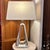 Metal Chrome Crackle Finish Ceramic Tabletop Lamp With Custom Linen Shade For Sale - Image 7 of 8