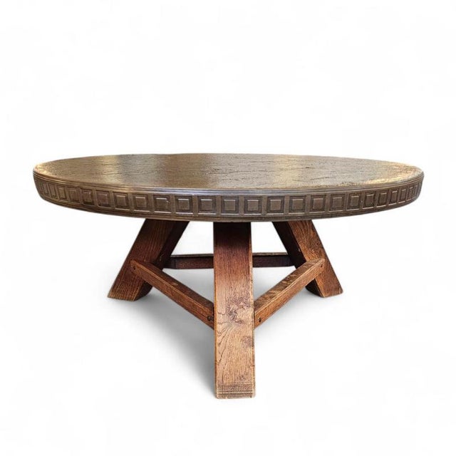 Round Brutalist Coffee Table with Brass Copper Top, 1960s For Sale - Image 17 of 18