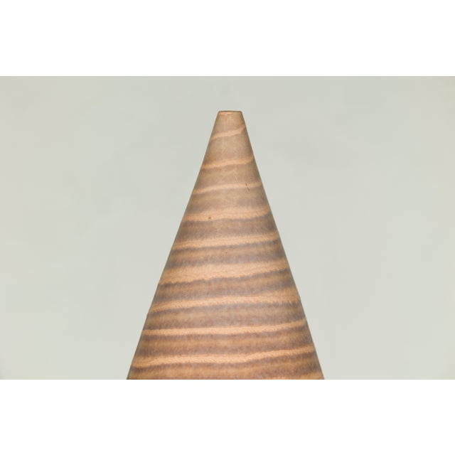 Late 20th Century Tall Artisan Ceramic Vase with Brown Striped Glaze For Sale - Image 5 of 13
