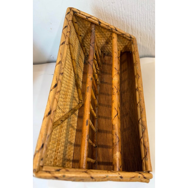 Brown Vintage Bamboo and Rattan Letter Holder Desk Organizer For Sale - Image 8 of 9