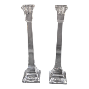 Late 20th Century Elegant Pair Villeroy & Boch Crystal Candle Sticks 12'' High Marked