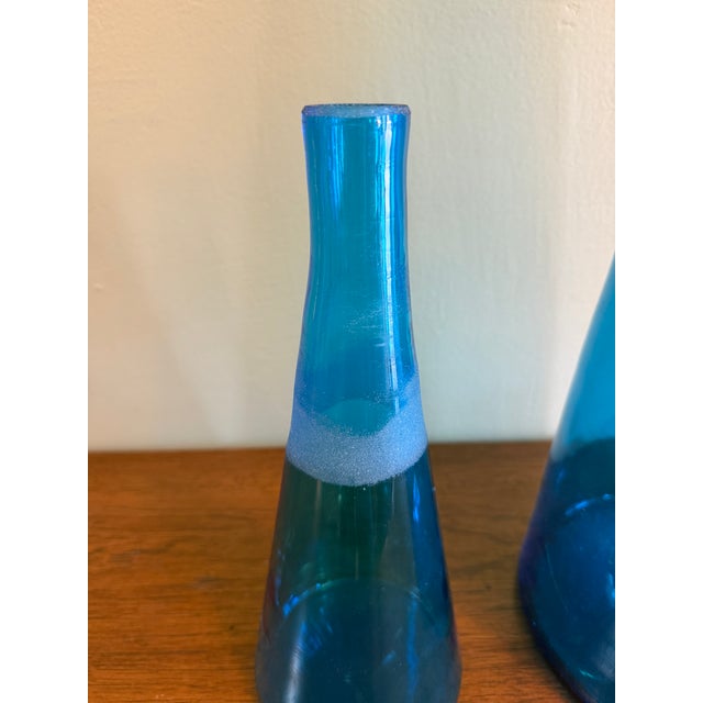 Blue 1960s Wayne Husted for Blenko Massive #6138 Floor Decanter in Blue For Sale - Image 8 of 9