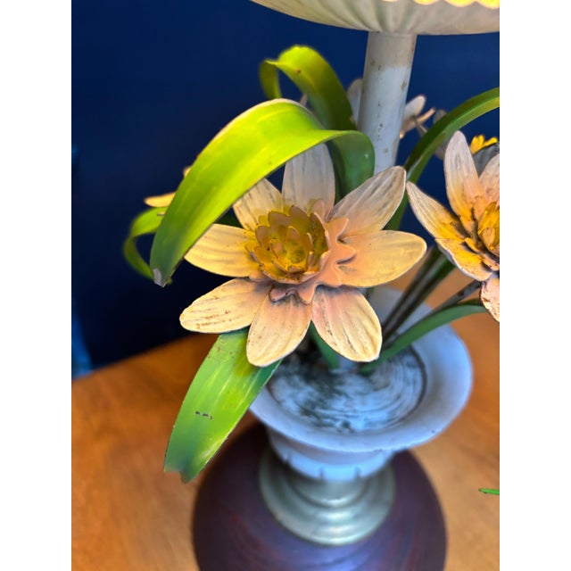 Hollywood Regency Italian Pair of Painted Floral Table Lamps For Sale - Image 3 of 11