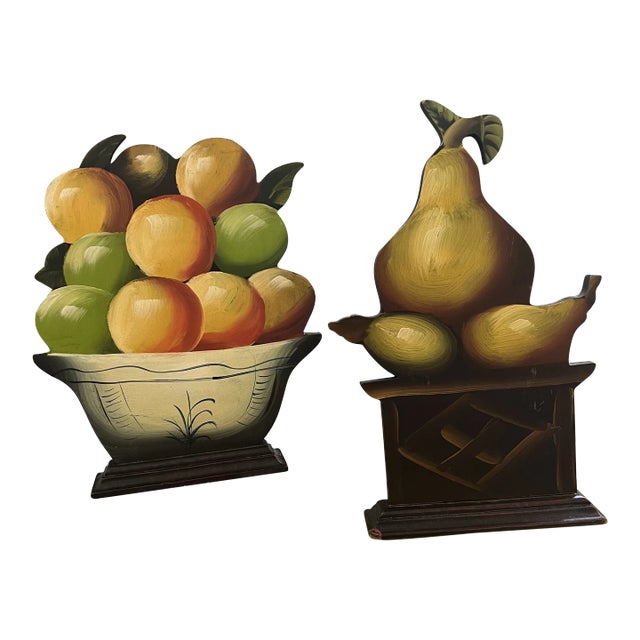 Still Life Fruit Silhouettes by Mann Set of 2 For Sale