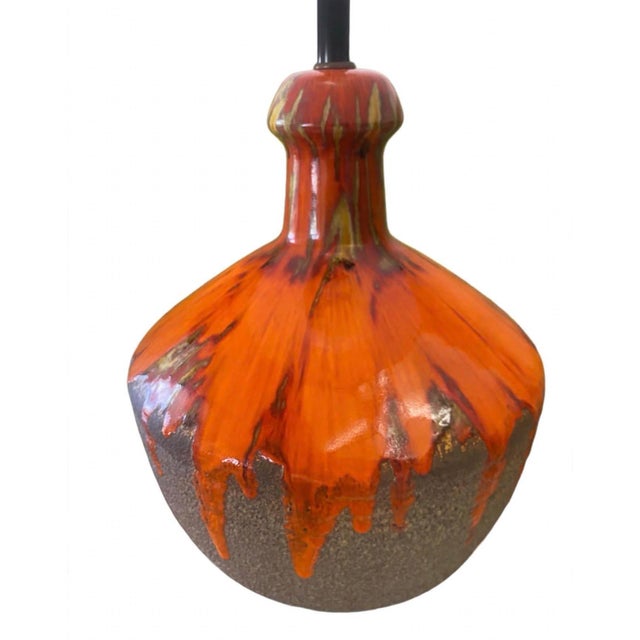 Mid-Century Modern Vintage Mid Century Modern 1960s Lava Drip Glazed Ceramic Set of Table Lamps Pair For Sale - Image 3 of 11