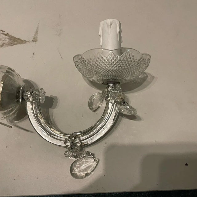 Murano Glass Crystal Sconces, 1970s, Set of 3 For Sale - Image 4 of 7