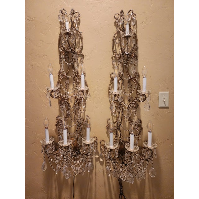 Extra Long Italian Beaded Sconces For Sale - Image 11 of 11