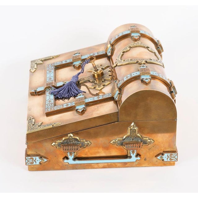 Antique Victorian Ormolu & Enamel Writing Slope Lap Desk Set, 1800s For Sale - Image 11 of 18