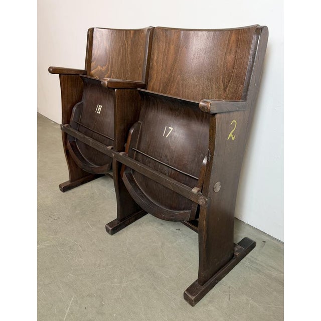 Wood Vintage Two-Seater Cinema Bench from Ton, 1960s For Sale - Image 7 of 18