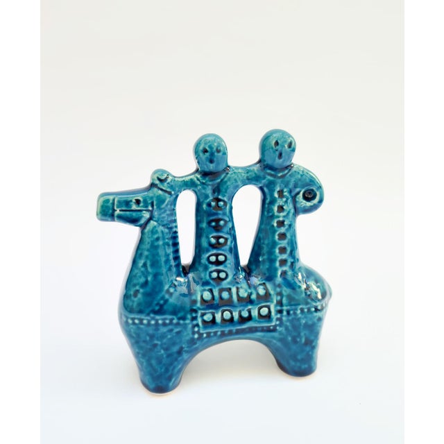 Rimini Blu Ceramic Sculpture of Horse and Riders by Aldo Londi for Bitossi, 1970s For Sale - Image 9 of 9