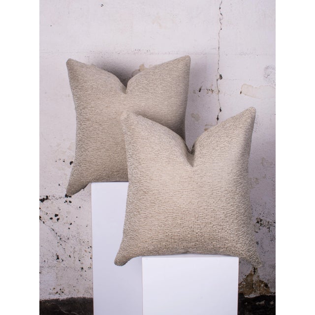 - Custom pair of designer pillows 24 x 24 in. - Textured neutral fabric with sheen - Down/soft feather or Poly fill pillow...