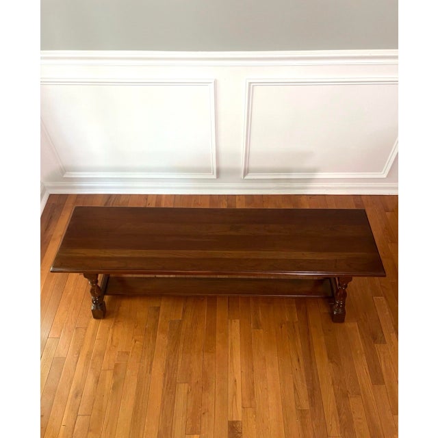 Harden Furniture Country English Style Cherry Wood Bench With Splayed Legs, 20th C. For Sale In Philadelphia - Image 6 of 14
